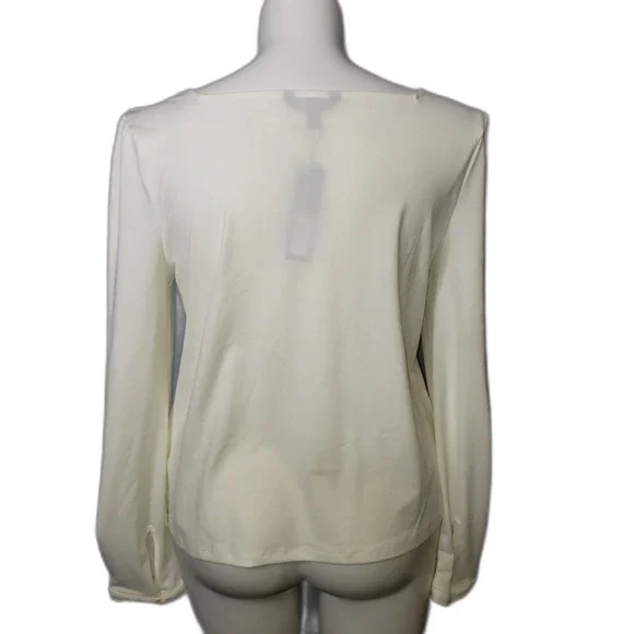 Banana Republic Long Sleeve Square Neck Dressy Ivory White Blouse Size XL NEW - Picture 2 of 9